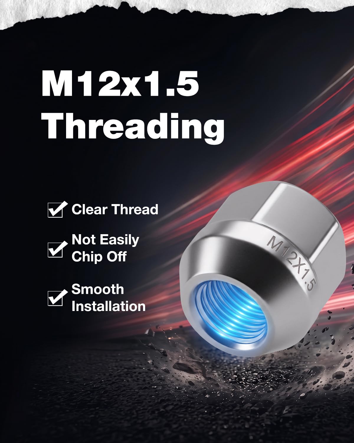 KSP M12x1.5 Zinc Open Lug Nuts, 20 Pcs M12x1.5 Aftermarket Wheel Lug Nuts with 19mm(3/4") Hex 21mm (0.83") Long for Ford, One-Piece Cone Seat Bulge Acorn Lug Nuts, Works Great image 3