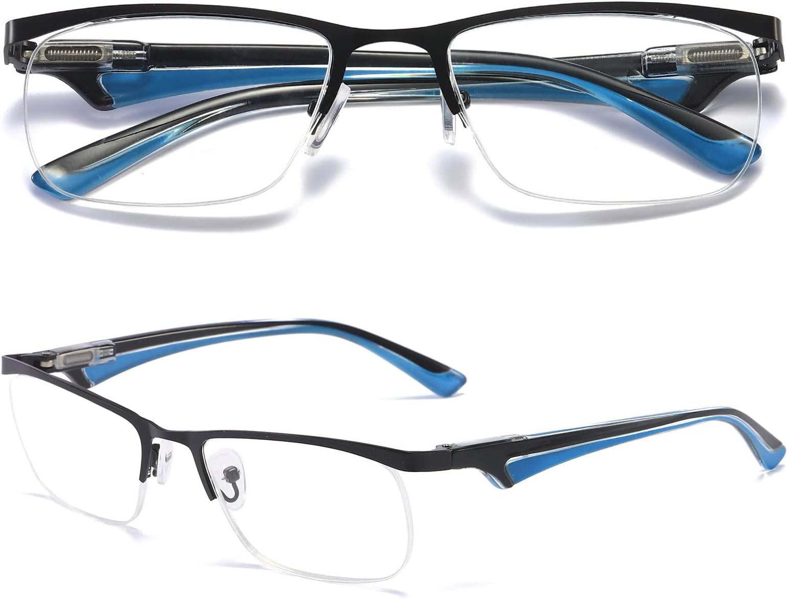 MAGIMODAC Anti Blue Light Reading Glasses Metal Half Frame Rim Readers Glasses for Men and Women Fashion 1 Pcs