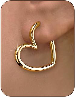 Gold Heart Hoop Earrings for Women Trendy, 14K Gold Plated Hypoallergenic Silver Huggie Earrings Jewelry for Women Gifts