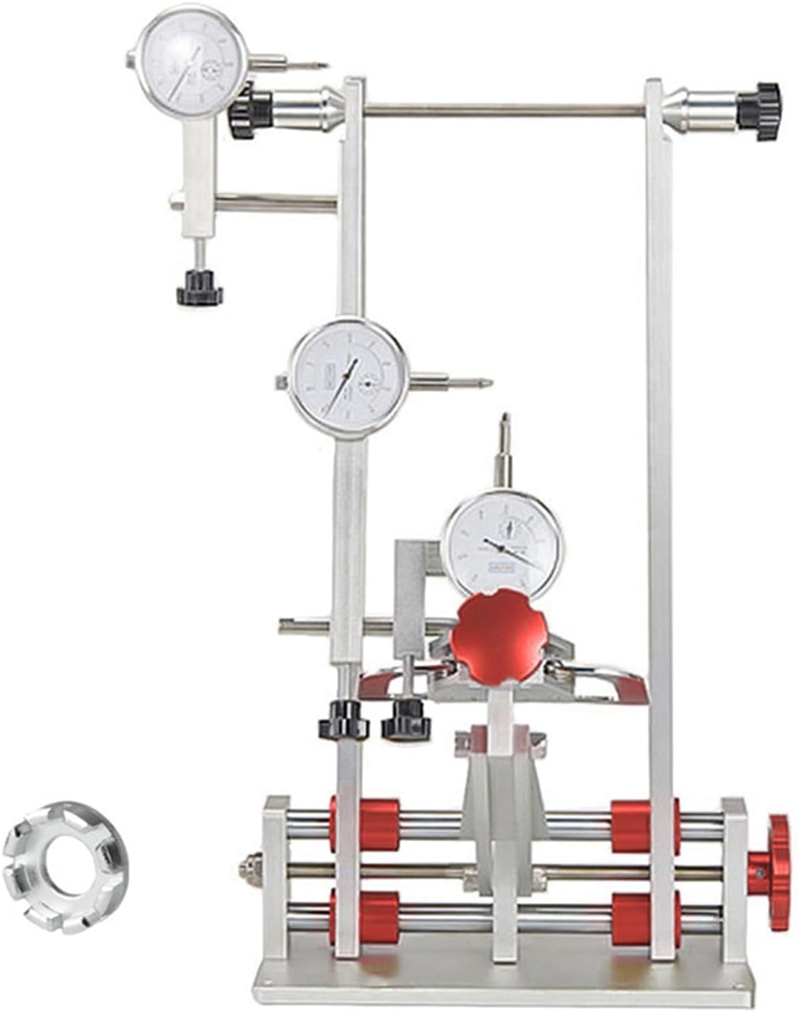 Soporte de rueda para mantenimiento de bicicleta, con soporte de rodamiento y llave de radios, ajustable para cubos de 55 a 200 mm, herramienta de alineación de llantas