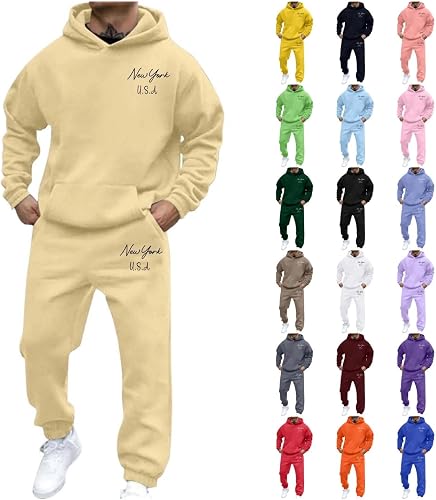JiXiang Men's Tracksuit 2 Piece Hoodies Casual Jogging Gym Sweat Suits for Men J