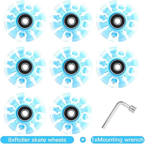 Miniatura 10 de Paquete de 8 ruedas de patinaje con luz 78A de 32 x 581.417 x 2.559 in, ruedas de patinaje con rodamientos instalados para interiores o exteriores,
