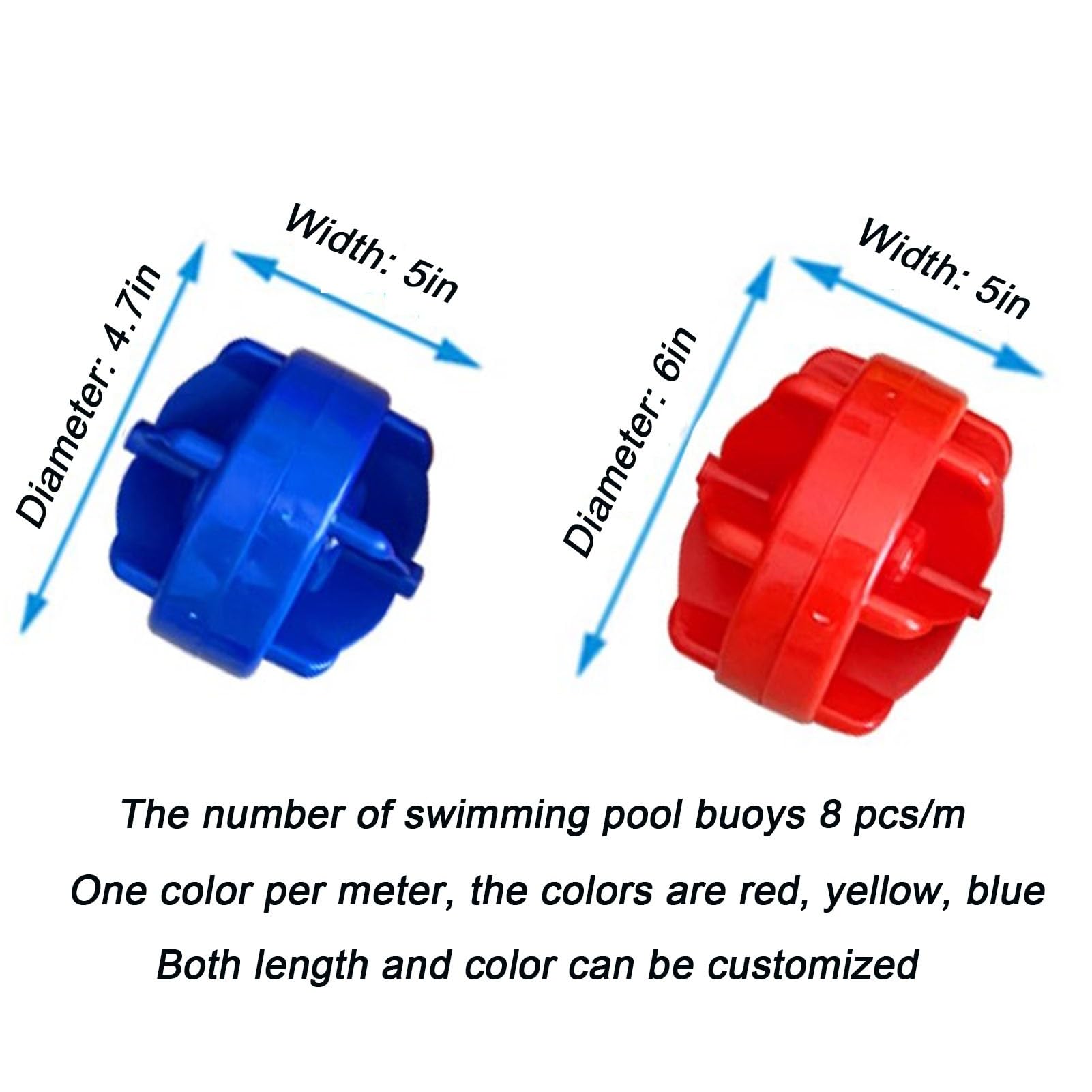 Flotadores de Cuerda, Divisor de Cuerda de Seguridad para Piscinas, Kits de Cuerdas para flotadores en Espiral para Entrenamiento de natación, 8 Boyas/m Valla de Seguridad para bajío