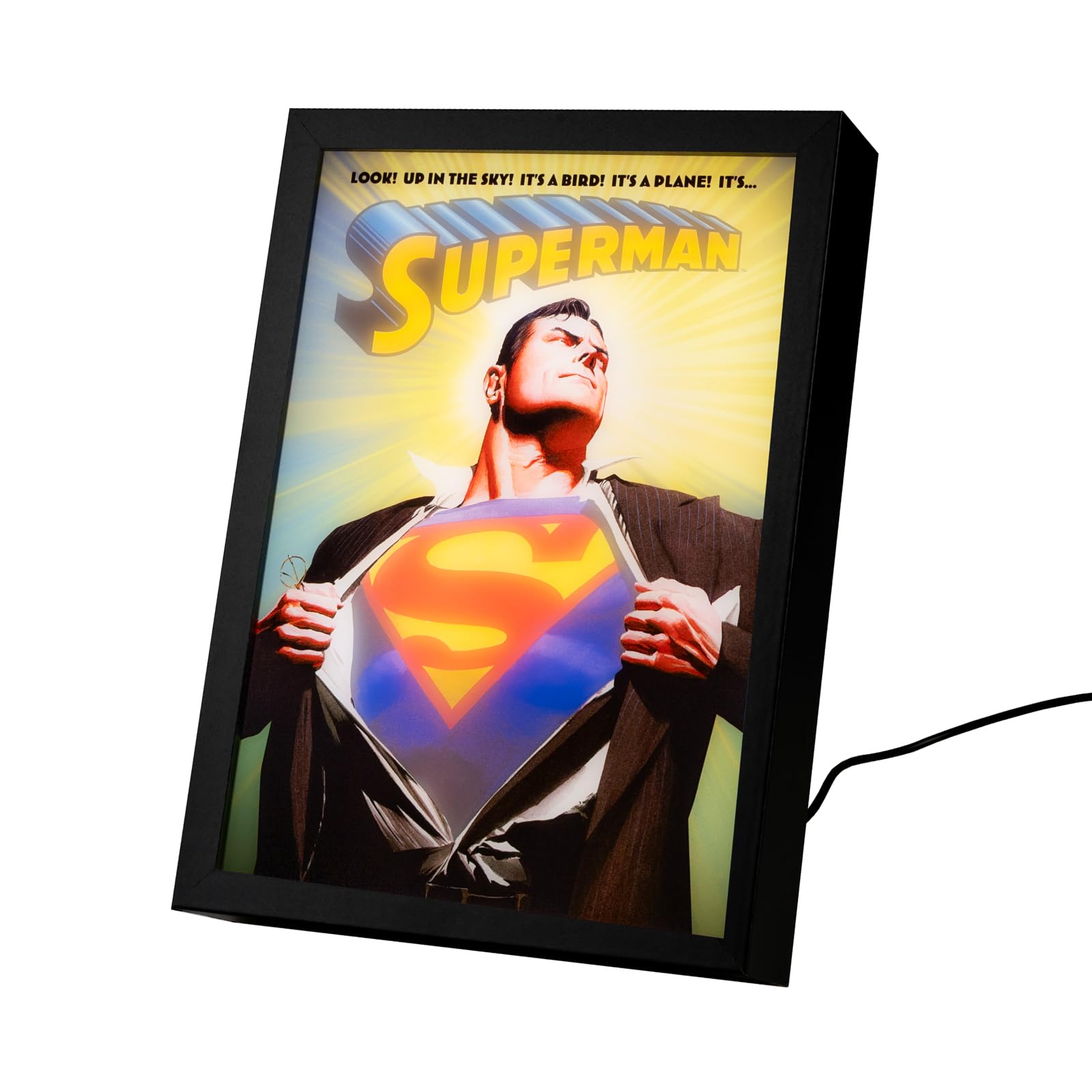 Grupo Erik Bild DC Comic Superman Lampe LED Licht Deko Rahmen mit Bild und Licht 20 × 28 × 5 cm - Stimmungslicht Kinder und Erwachsene Zubehör - Offizieller Lord of the Rings Merch Geschenke