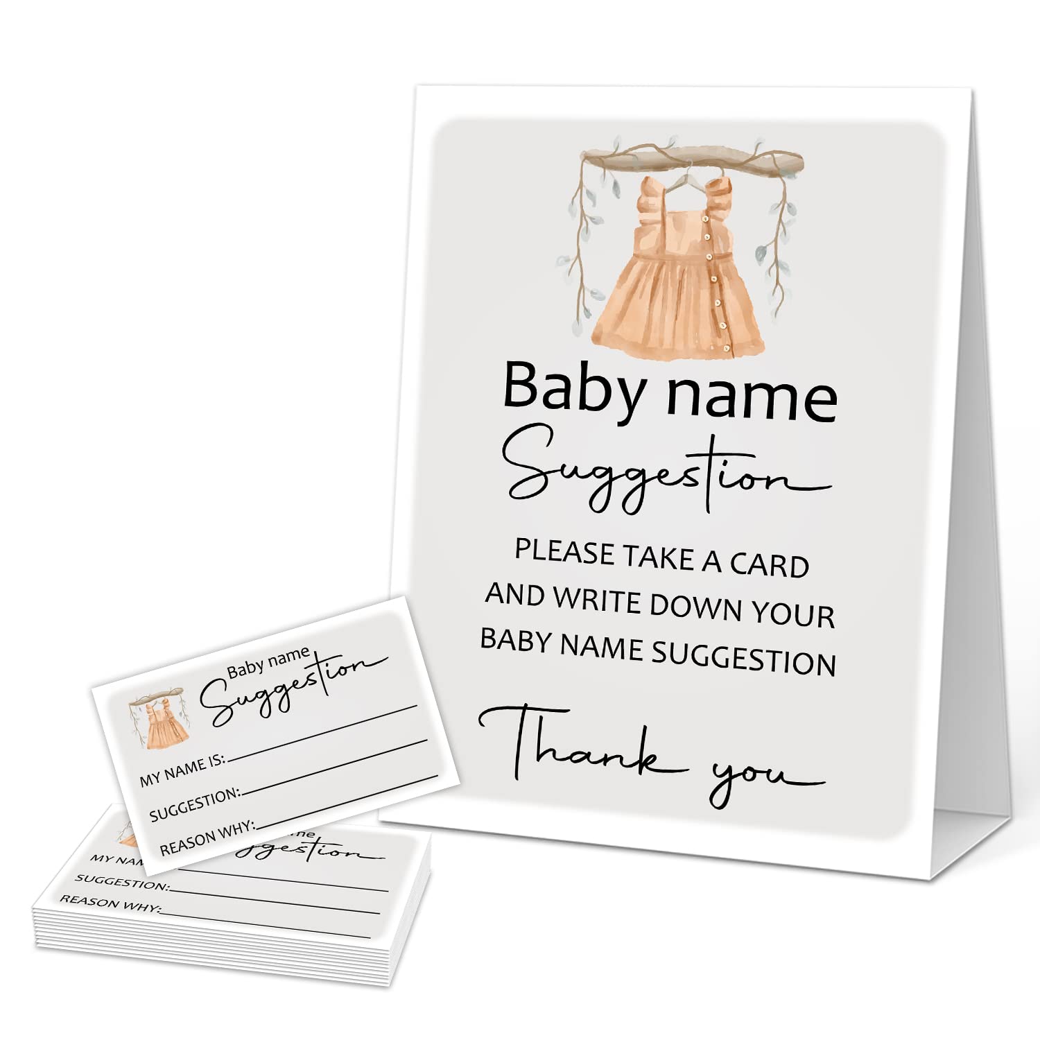 Baby Shower Game，Baby Name Suggestion Standing Sign and 50 Name Suggestion Tickets，Party Favor And Supplies-mingzi-b012