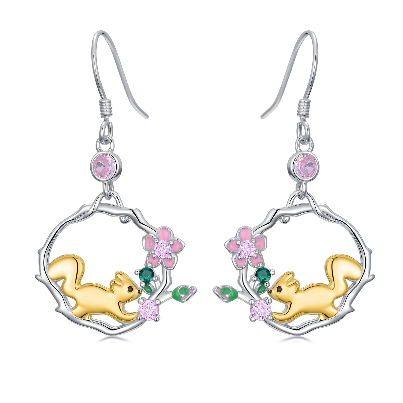 LONAGO Boucles D'oreilles Animaux pour Femme Argent Sterling 925 Adorable Singe écureuil Pendentif Boucles D'oreilles à Offrir
