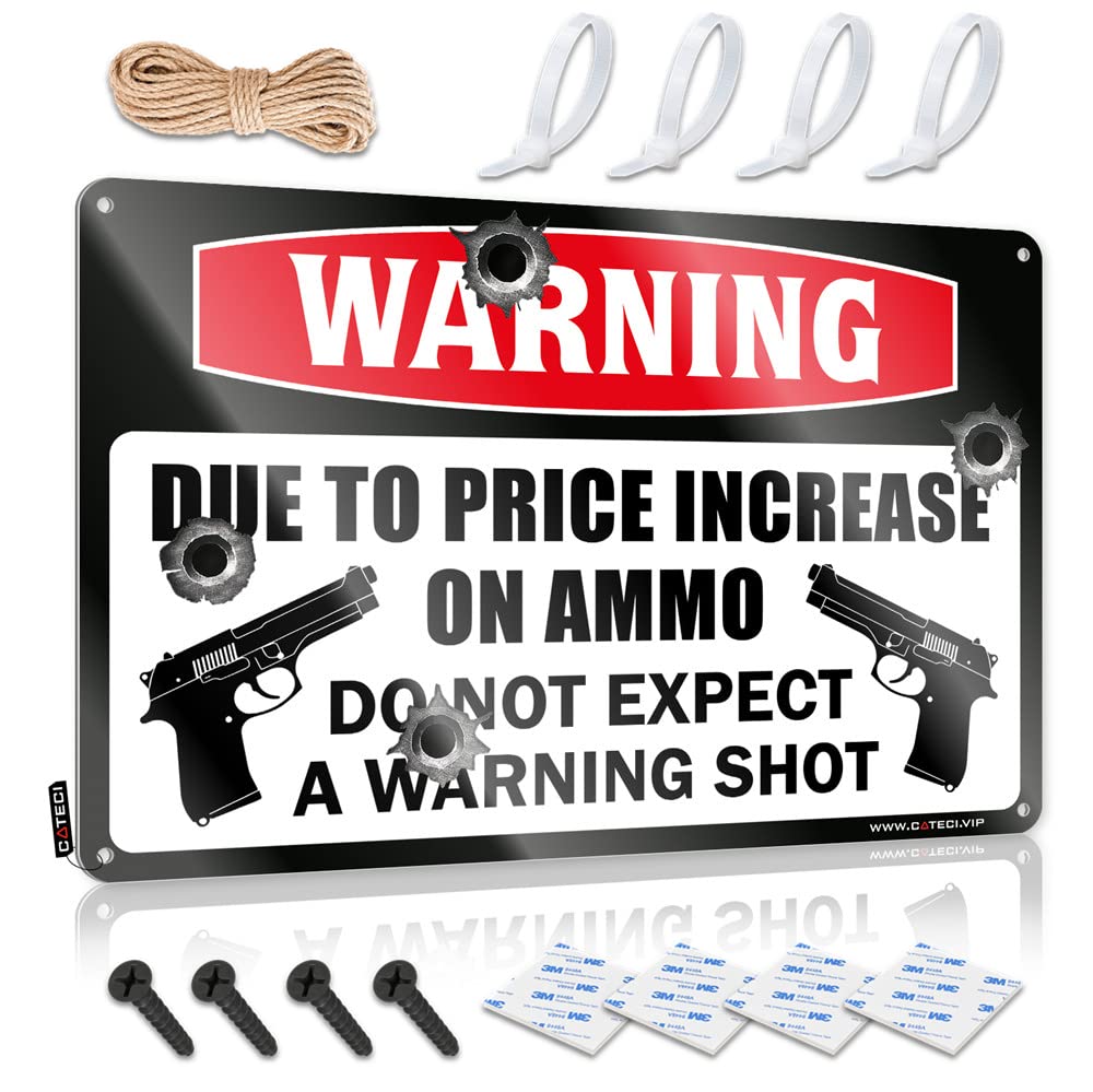 IBWNBBUSN Funny Signs For Home Decor Warning Due To Price Increase Of Ammo Sign Funny Metal Tin Sign For Bar Funny Decor For Bar(20X30CM)