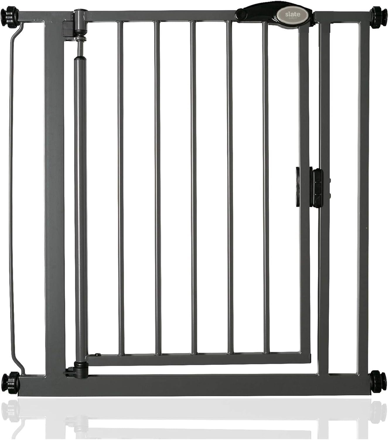 Safetots Pressure Fit Self Closing Stair Gate, 75cm - 82cm, Slate Grey, Auto Closing Baby Gate, Safety Barrier for Toddler, Easy Installation