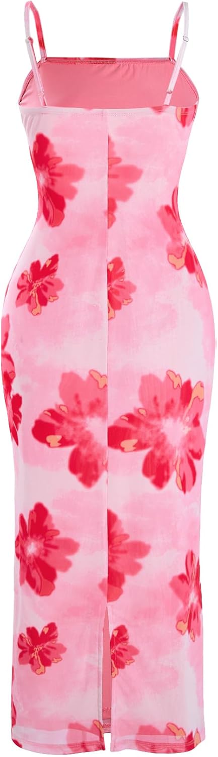 Verdusa Women's Hawaiian Tropical Floral Dresses Slimming Dress Sun Midi Sundresses Split Vacation Beach Outfits - Image 2