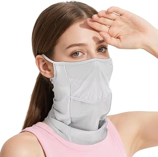 Sunscreen Women's Balaclava UV Mask, Neutral Sunscreen with UV Protection, Golf Face Mask Earrings Ice Silk Veil