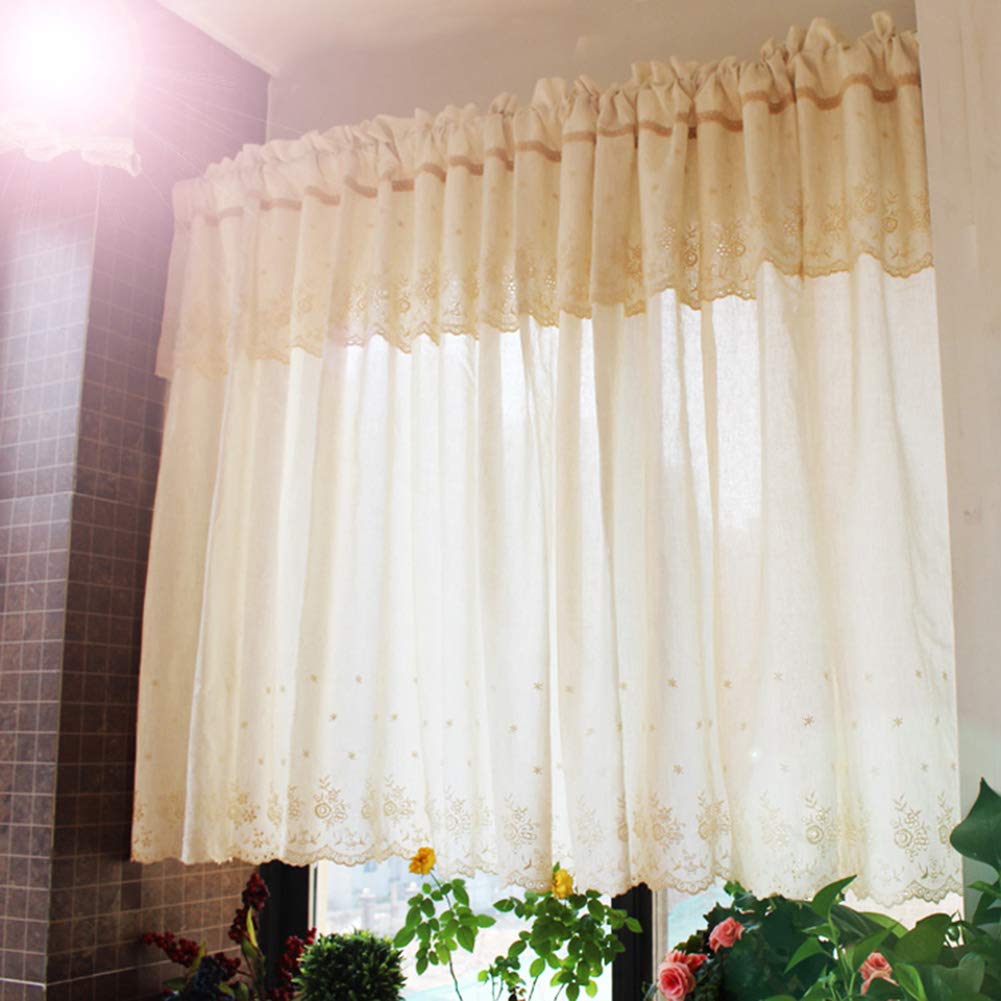Cortina decorativa de país americano con bordado fino de lino