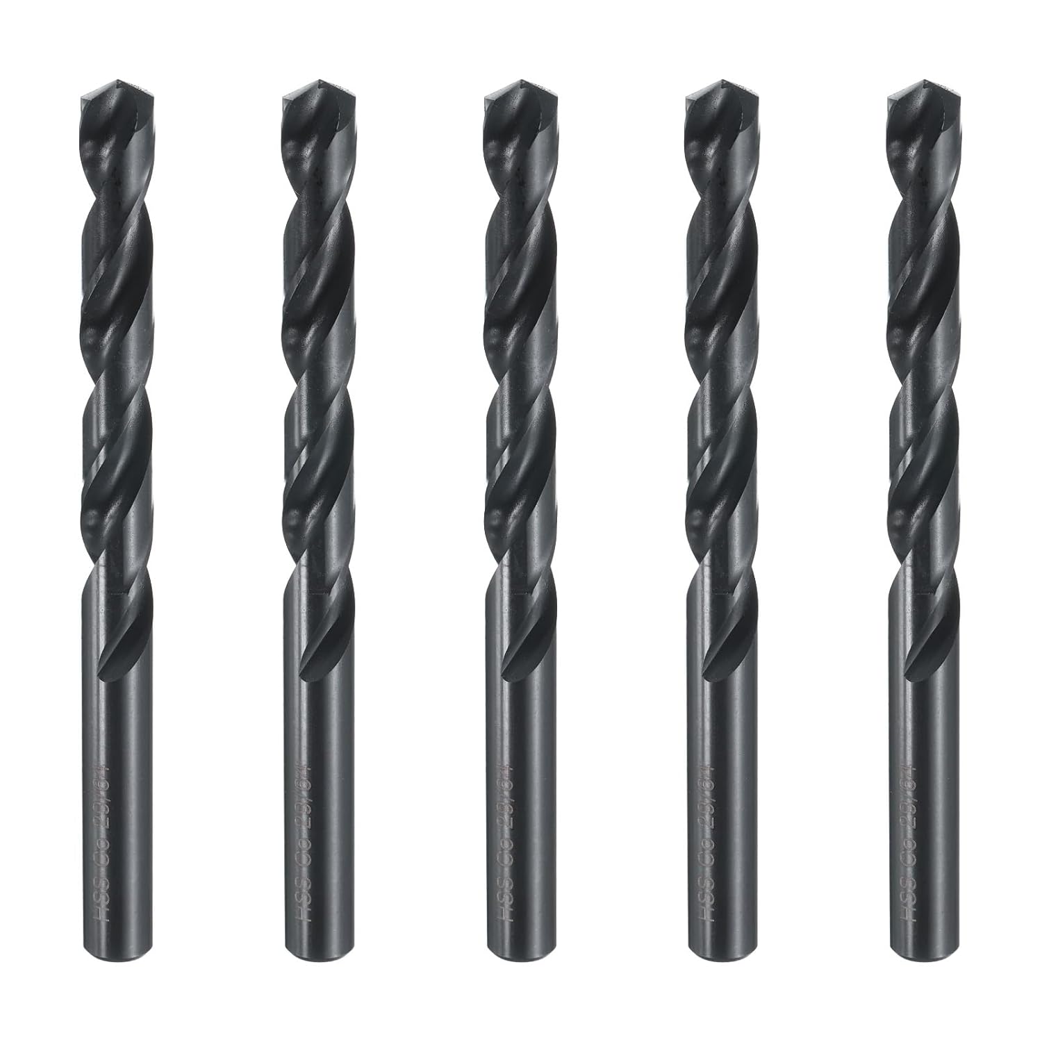 uxcell 5pcs 11/16" High-Speed Steel Drill Bits, M35 Cobalt Twist Drill Bit Jobber Drill Bit with 1/2" Round Straight Shank for Stainless Steel, Harden Metal, Aluminum, Plastic, Wood