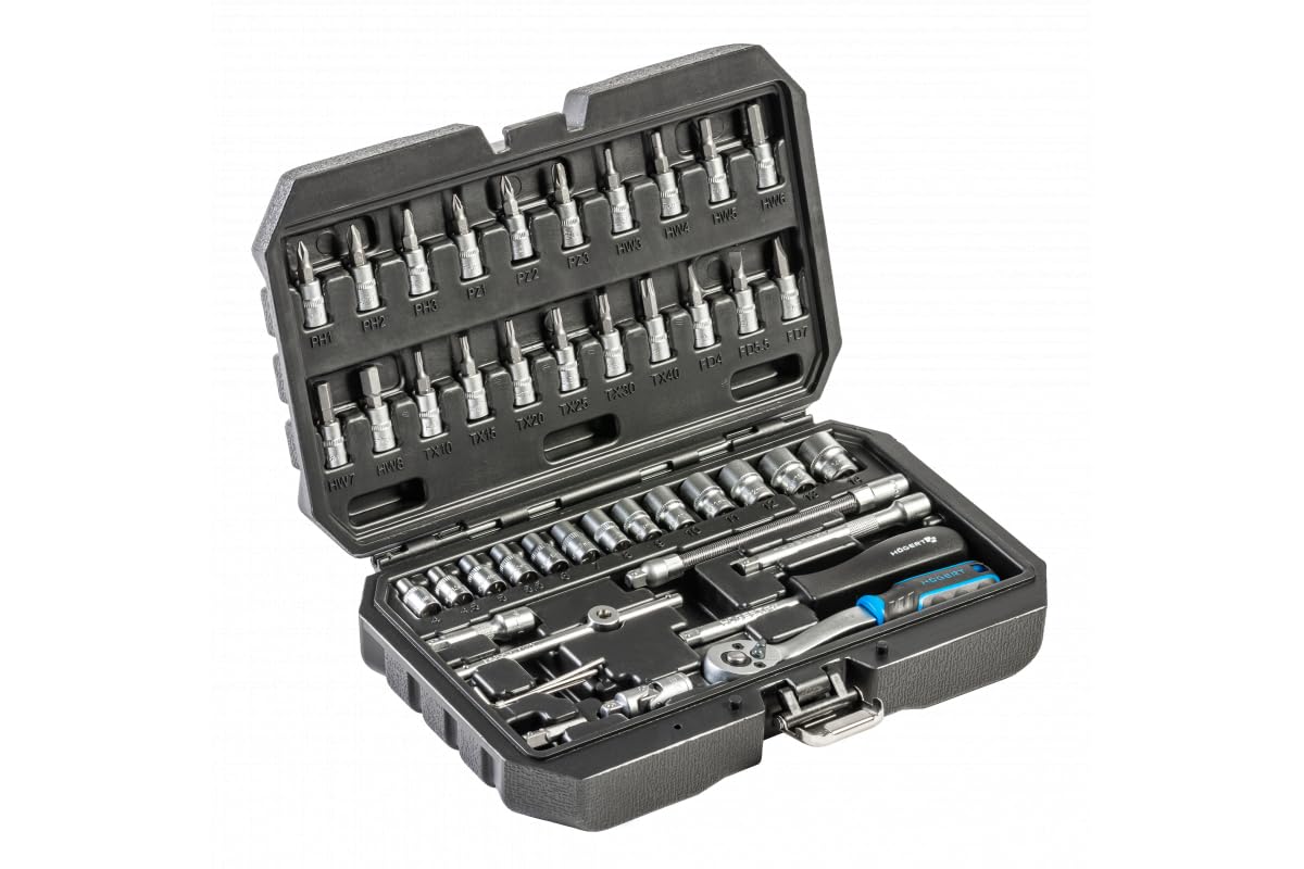 Hogert Tool set 46 pcs, CrV steel, ratchet handle 72 T