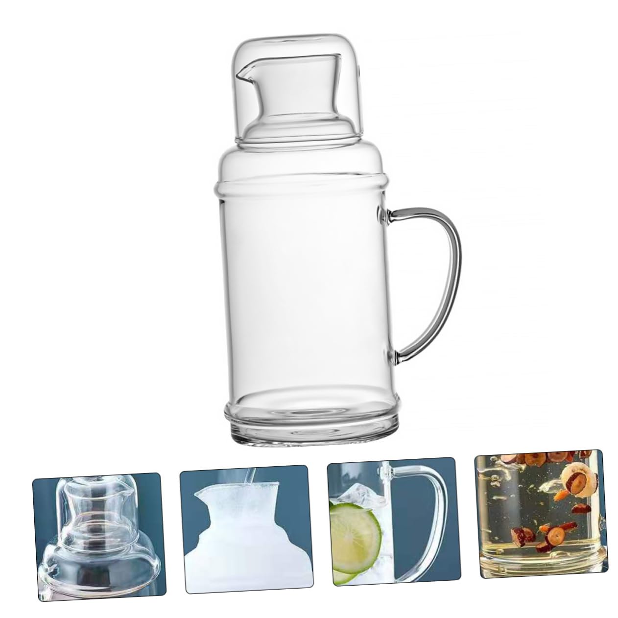 Große Hitzebeständige Glas Wasserkanne 2000ml für Haushalt und Party mit Klassischem Design und Hoher Temperaturbeständigkeit