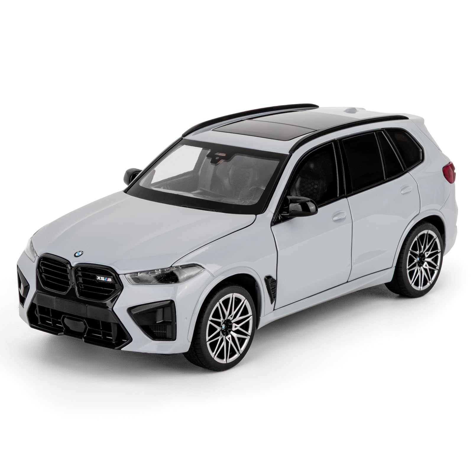 BGHSCA 1/24 Diecast Model Car Compatible for BMW X5M SUV, Collectible Zinc Alloy Toy Car with Lights and Sounds, Pull Back Vehicles Toy Model for Adults Kids Birthday Gifts Decoration (Gray)