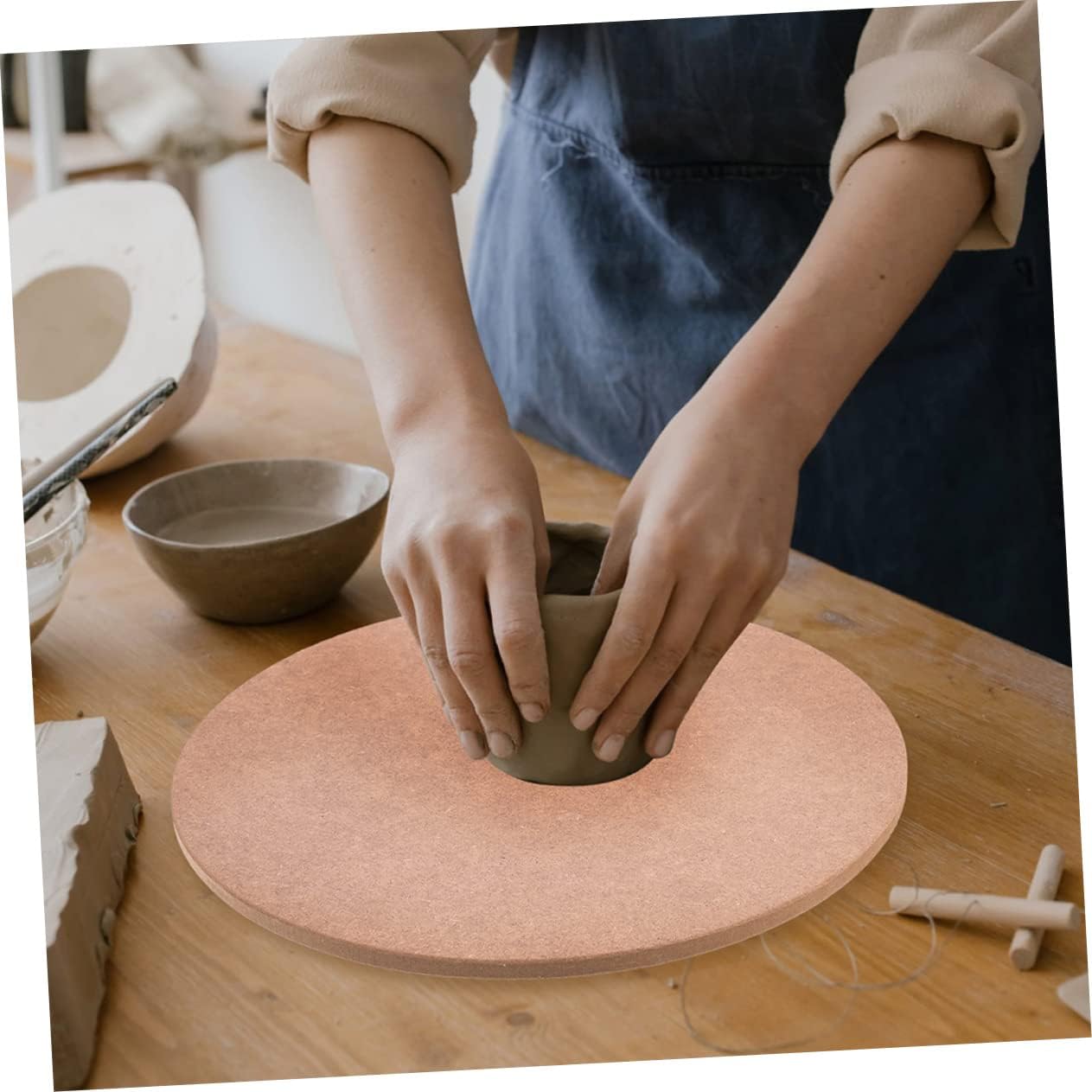 Angoily Pottery Kit Accessory High Density Wooden Pallet Board Rotating Swivel Plate