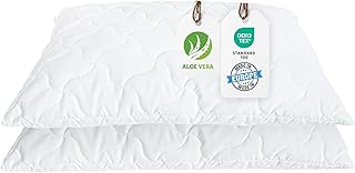 BLUE MOON Aloe Vera Kissen 2er Pack 40x80 cm Schlafen Komfort, atmungsaktives Allergiker Kissen, Winter- und Sommer-Kopfkissen 100% Made in EU (2er Pack 40 x 80 cm)