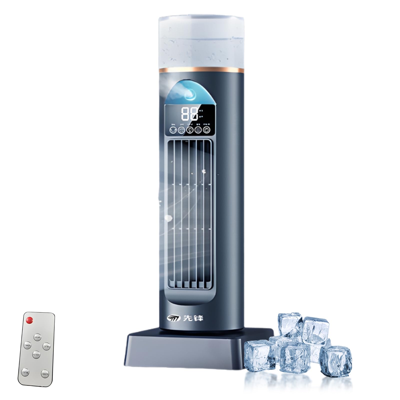 Ventilatore per condizionatore d'aria senza fili, ventola di raffreddamento ad aria a torre con 6 velocità e telecomando per camera da letto, soggiorno, ufficio camper blue