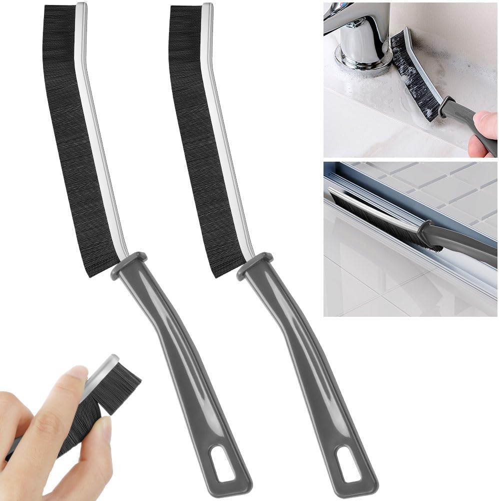 DOCKWIN Hard Bristle Crevice Cleaning Brush for Bathroom, Kitchen & Toilet | Multifunction Gap & Grout Cleaning Brush for Window Tracks, Sink, Faucets & Car Interior | Black |Pack of 2-picture-17
