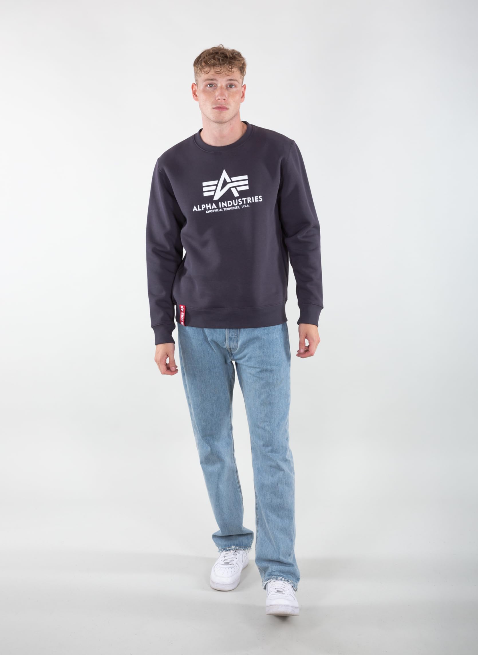 Alpha Industries Basic Sweater Sweatshirt für Herren Iron Grey – Ansicht 2