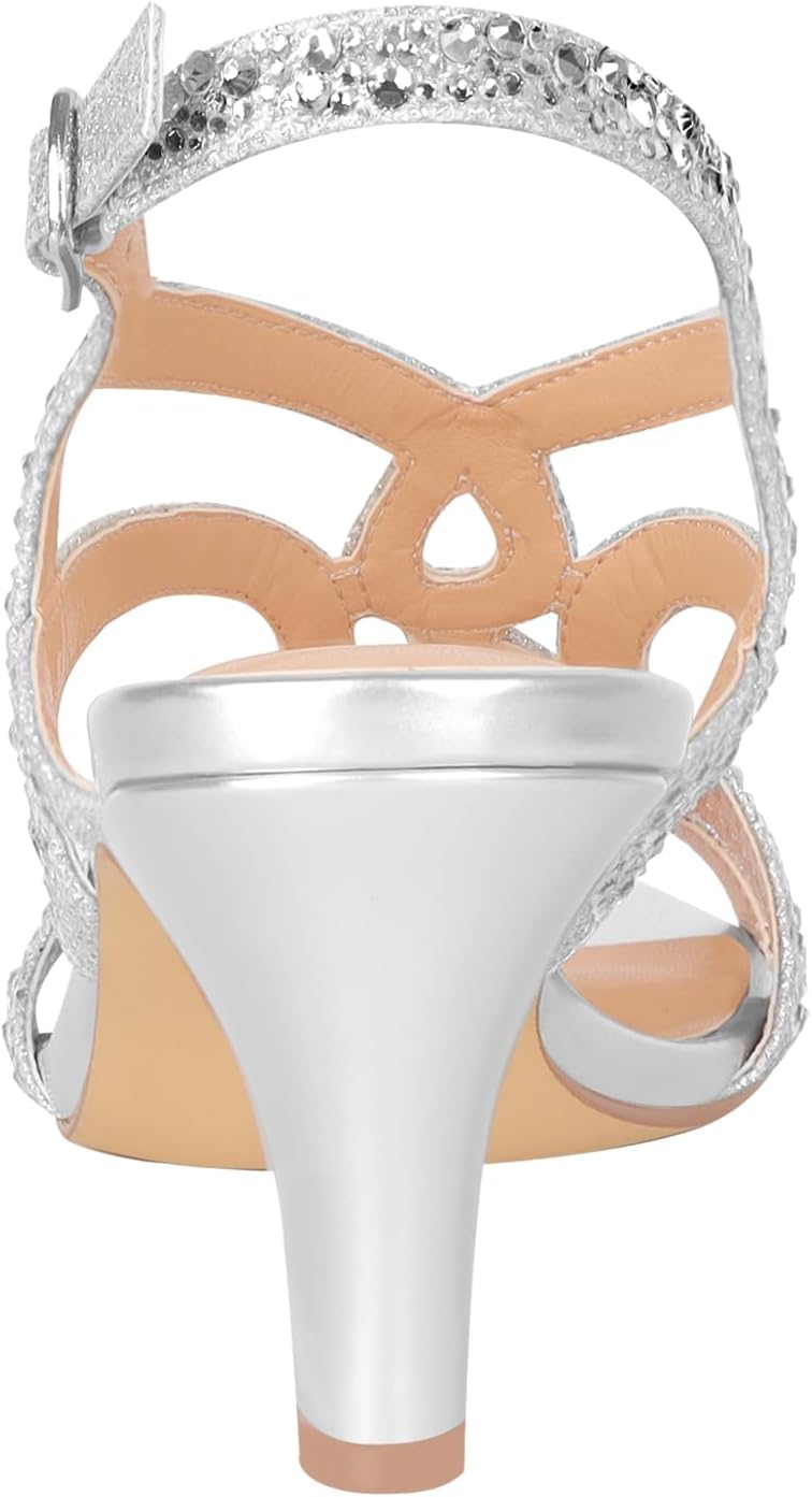 PIZZ ANNU Women's Amelia Heels Sandals Sparkle Crystal Open Toe Slingback High Heel Sandals Dress Pumps Shoes for Party Wedding - Image 7