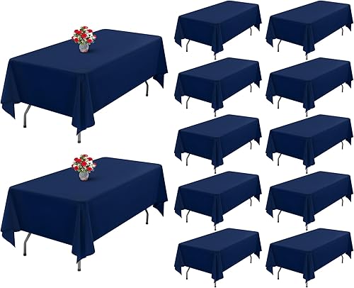 Miniatura 693 de Paquete de 8 manteles redondos blancos de 90 pulgadas, manteles redondos de poliéster lavables para mesa de tela decorativa resistente a