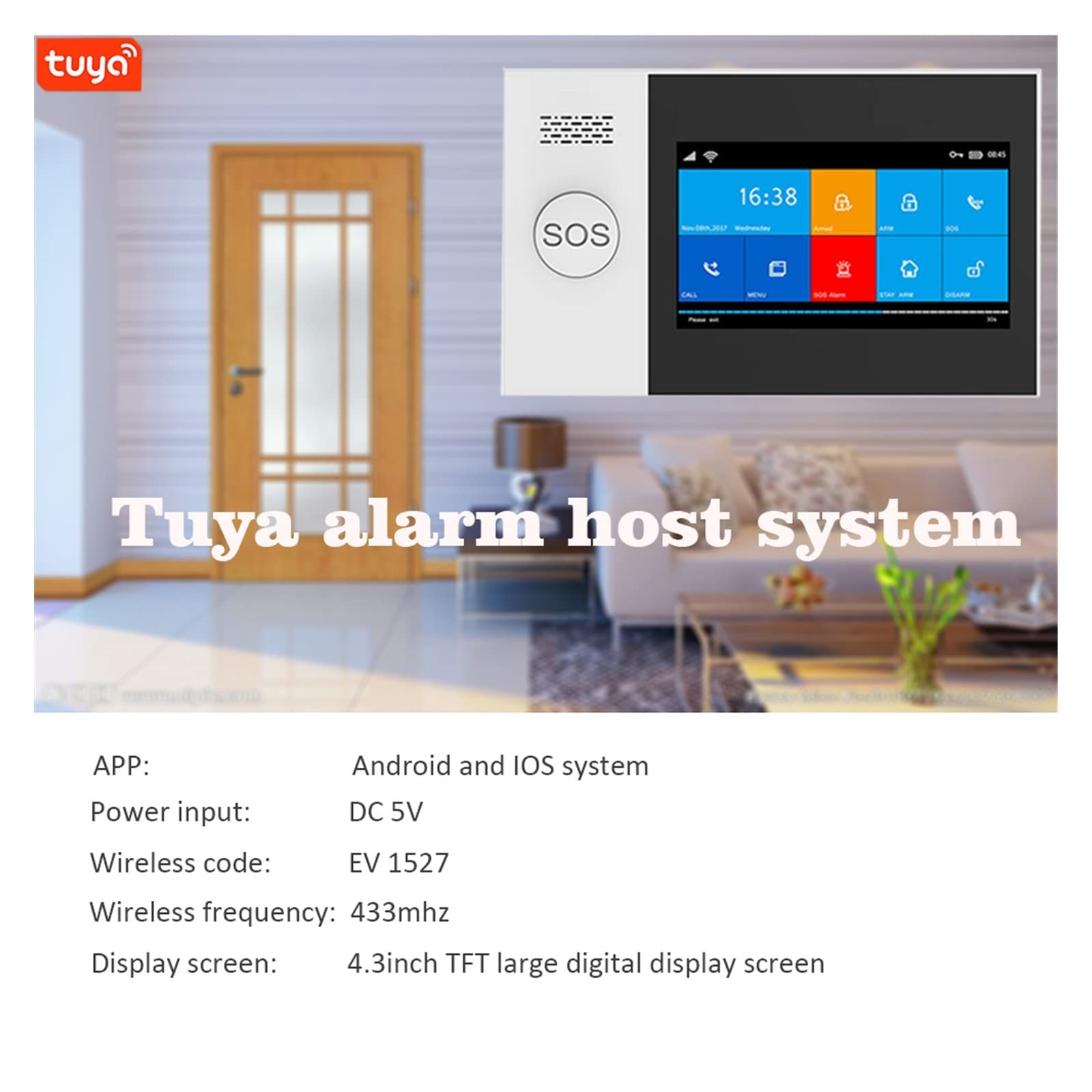 Sistema di Allarme di Sicurezza Domestica, Tuya gsm Alarm 4G Wireless antifurto for casa d'Affari Allarmi Touch Screen App Mobile Telecomando Smart Home Siren(A)
