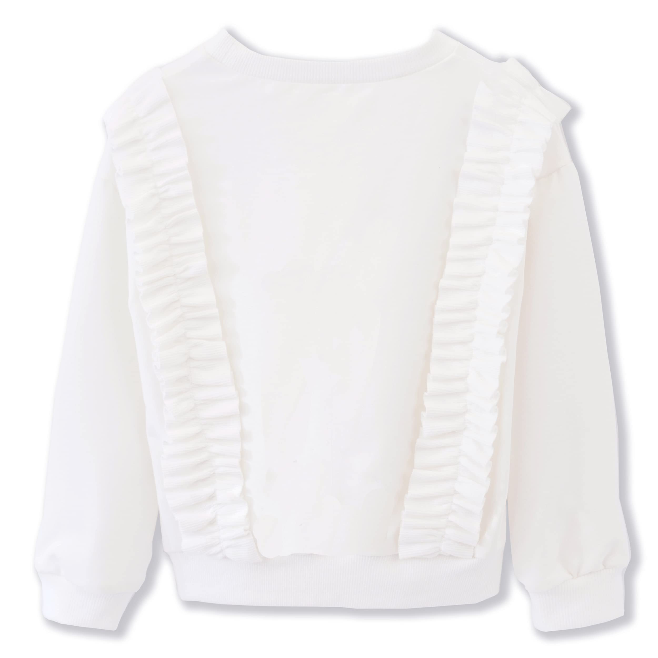 ContiKids Toddler Baby Girls Long Sleeve Cotton Sweatshirts Ruffle Pullover T Shirts Tops Tee Clothes Sweater Sweatshirt 7 White