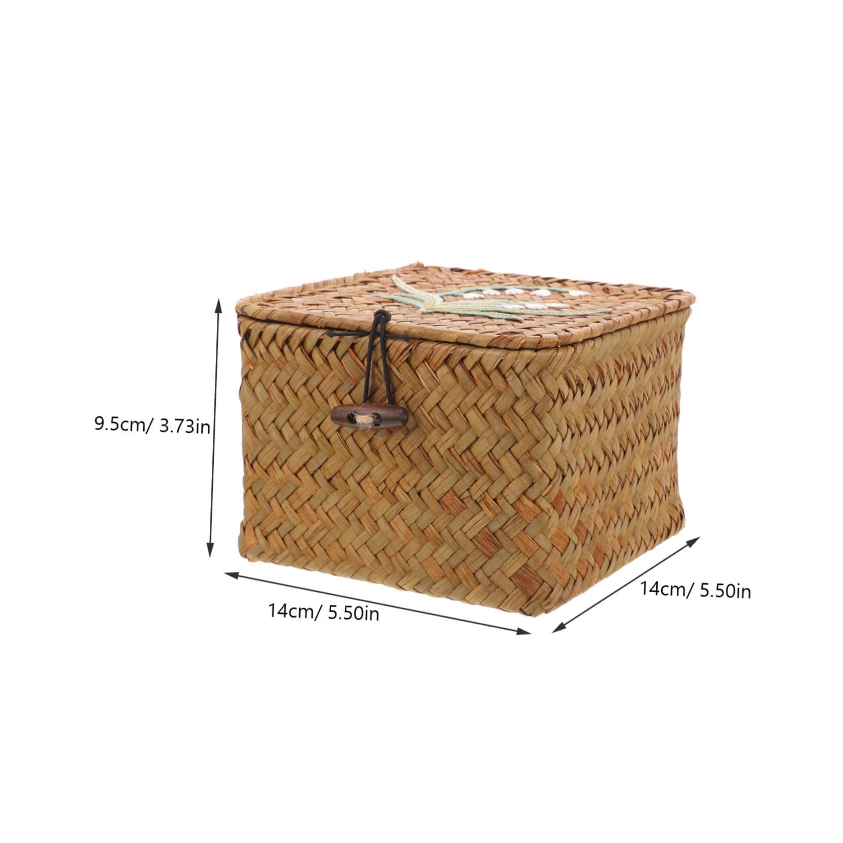 Housoutil Elegant Woven Storage Basket Lid Rattan Basket for Sewing Needs Decorative Woven for Home