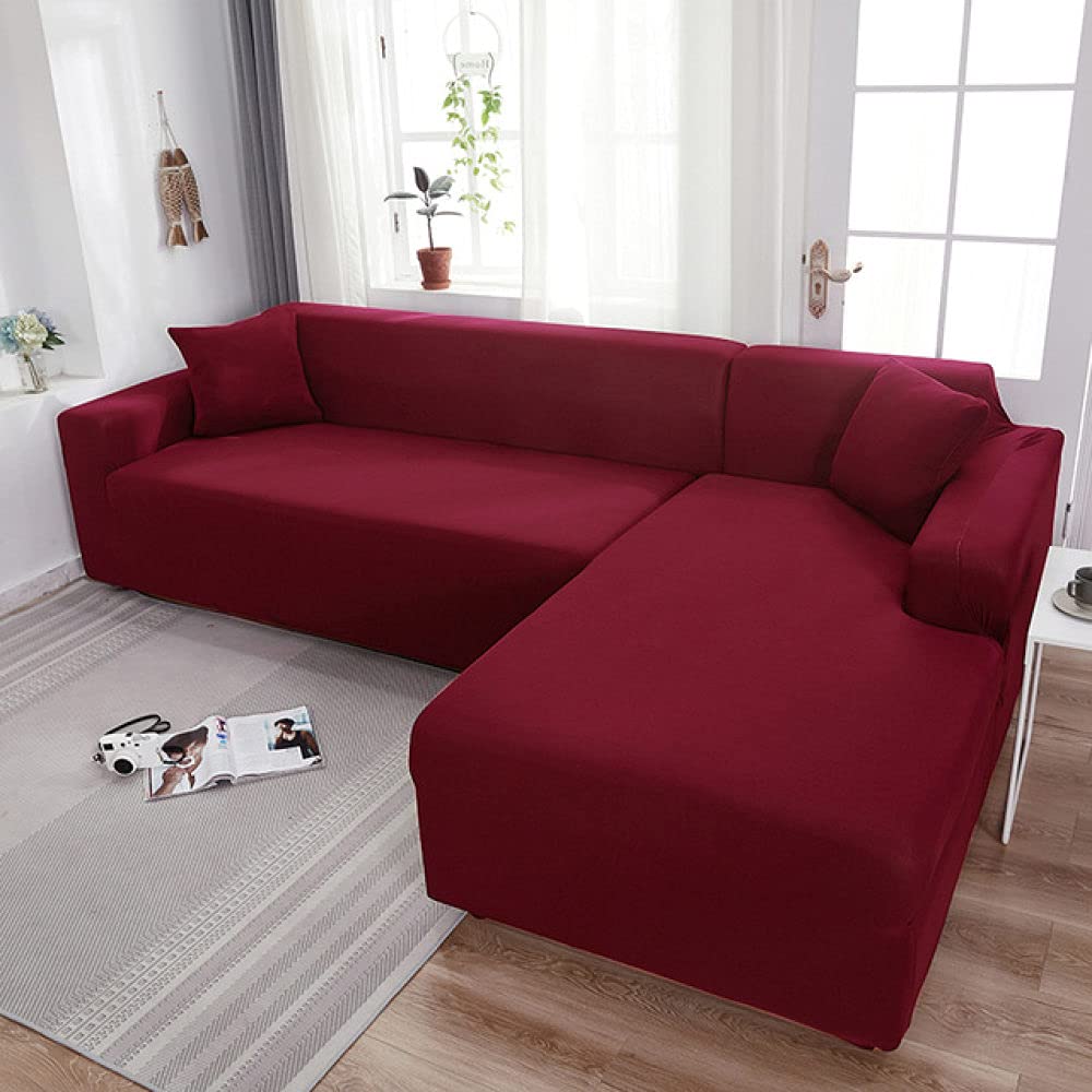 Housses de canapé élastiques extensibles grises salon angle sectionnel
