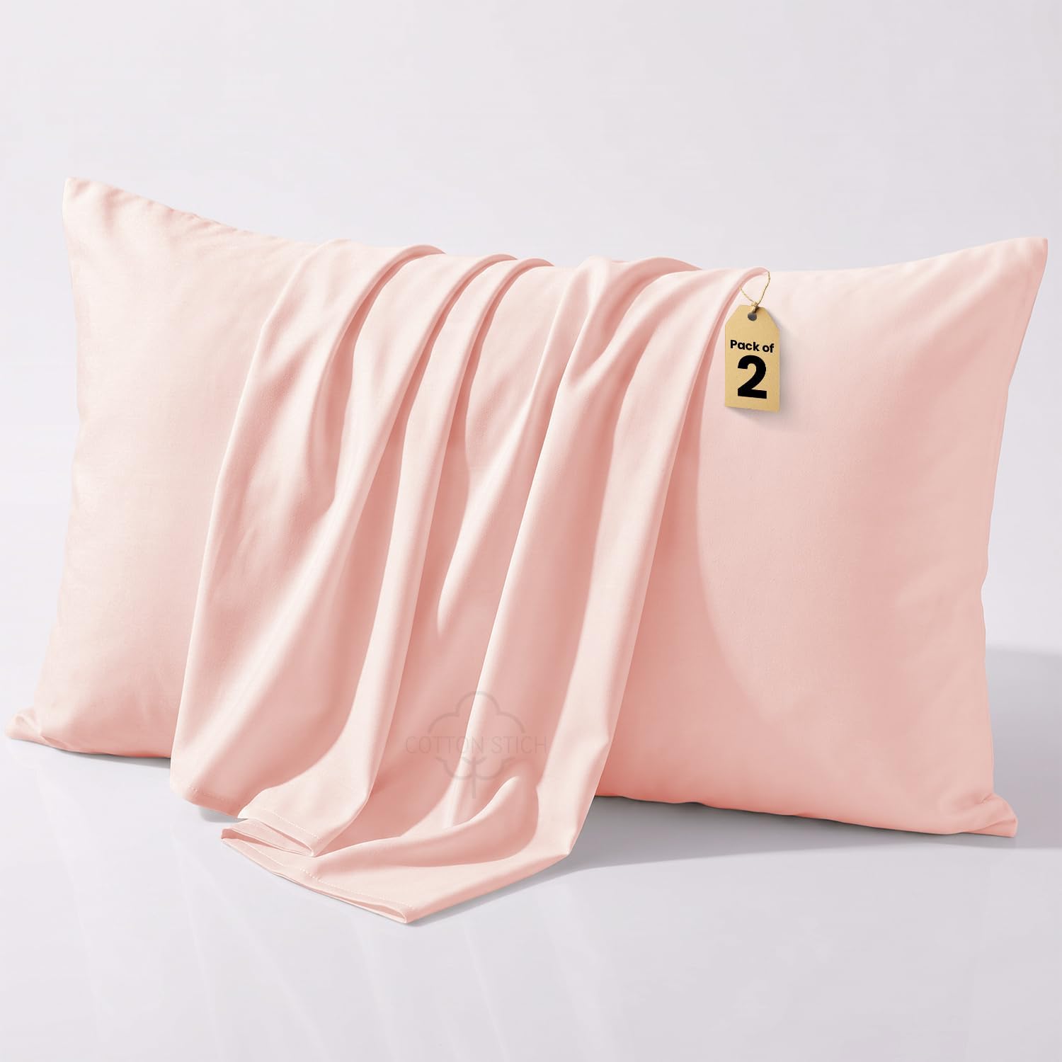 COTTON STICH™ Toddler Pillowcases 12x16 Set of 2, Comfort Cotton Kids Pillow Cover, Hidden Zipper, Breathable Toddler Bedding for Travel, Daycare & Preschool, Small Mini Pillowcase-Blush Pink