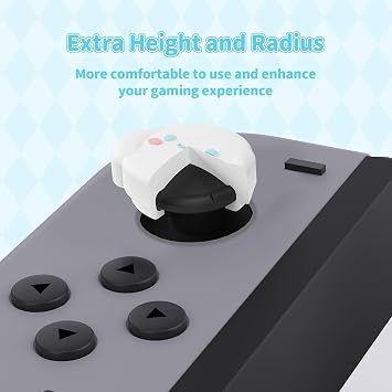 Kuitmor 4PCS Thumb Grips Caps Compatible with Switch/OLED/Lite, Kawaii Charactor Thumbs Grip, Soft Silicone Switch Joystick Cover for JonCon, Cute Dog Style, Pink & White