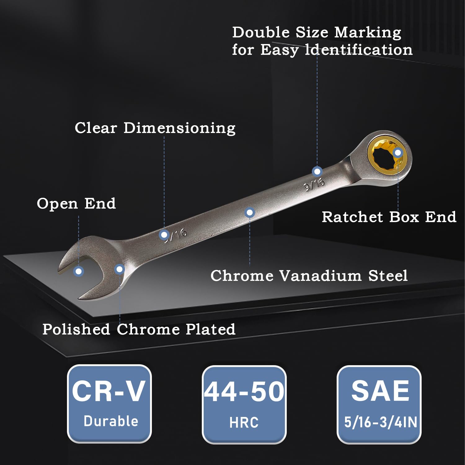 Socpuro Ratschenringschlüssel-Set, 7-teilig, 8–19 Mm – Chrom-Vanadium-Stahl, 72 Zähne