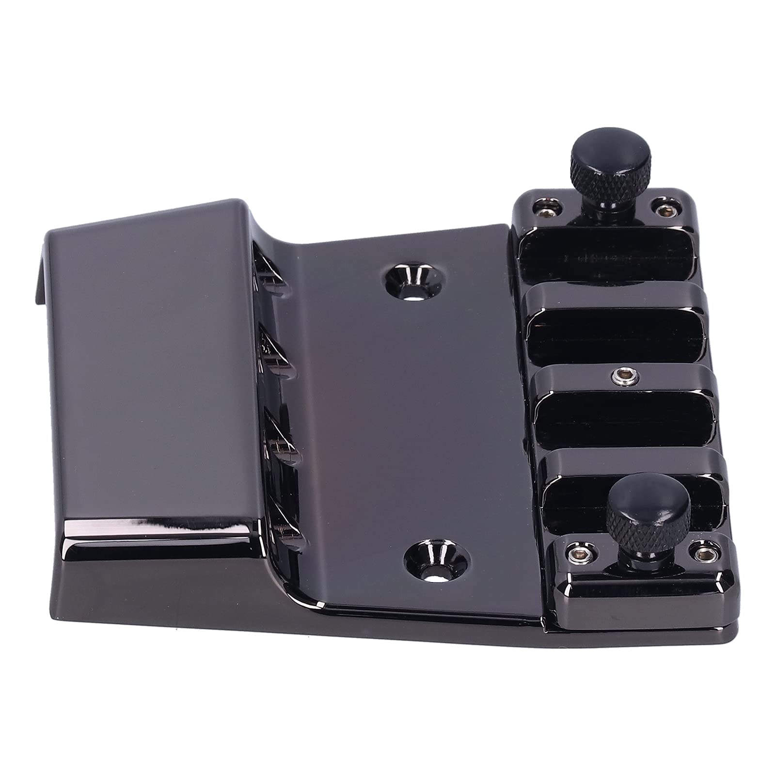 Puente de guitarra de 4 cuerdas de puente fijo de cola rígida de aleación de acero inoxidable para reparación de actualización de bajo eléctrico negro 98,5 x 75 mm