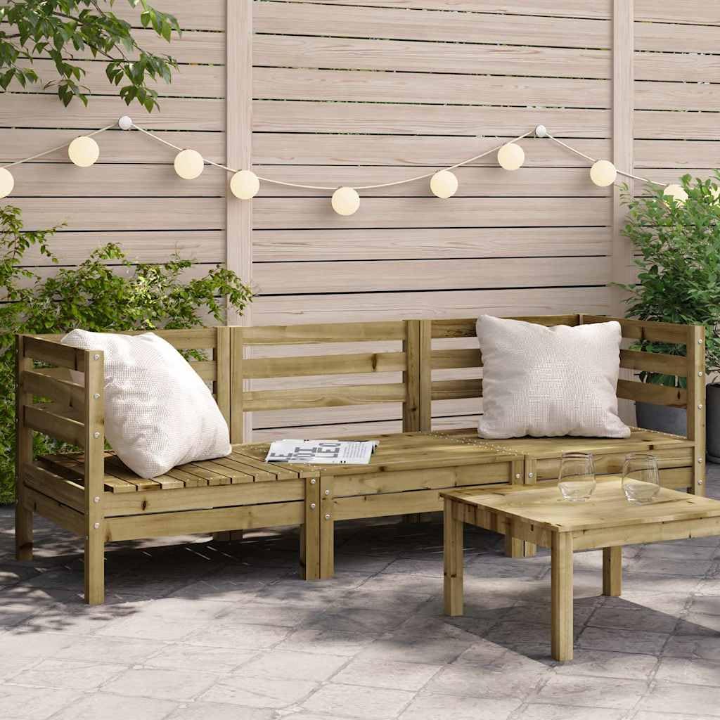 vidaXL Canapé de Jardin 3 Places Bois de pin imprégné