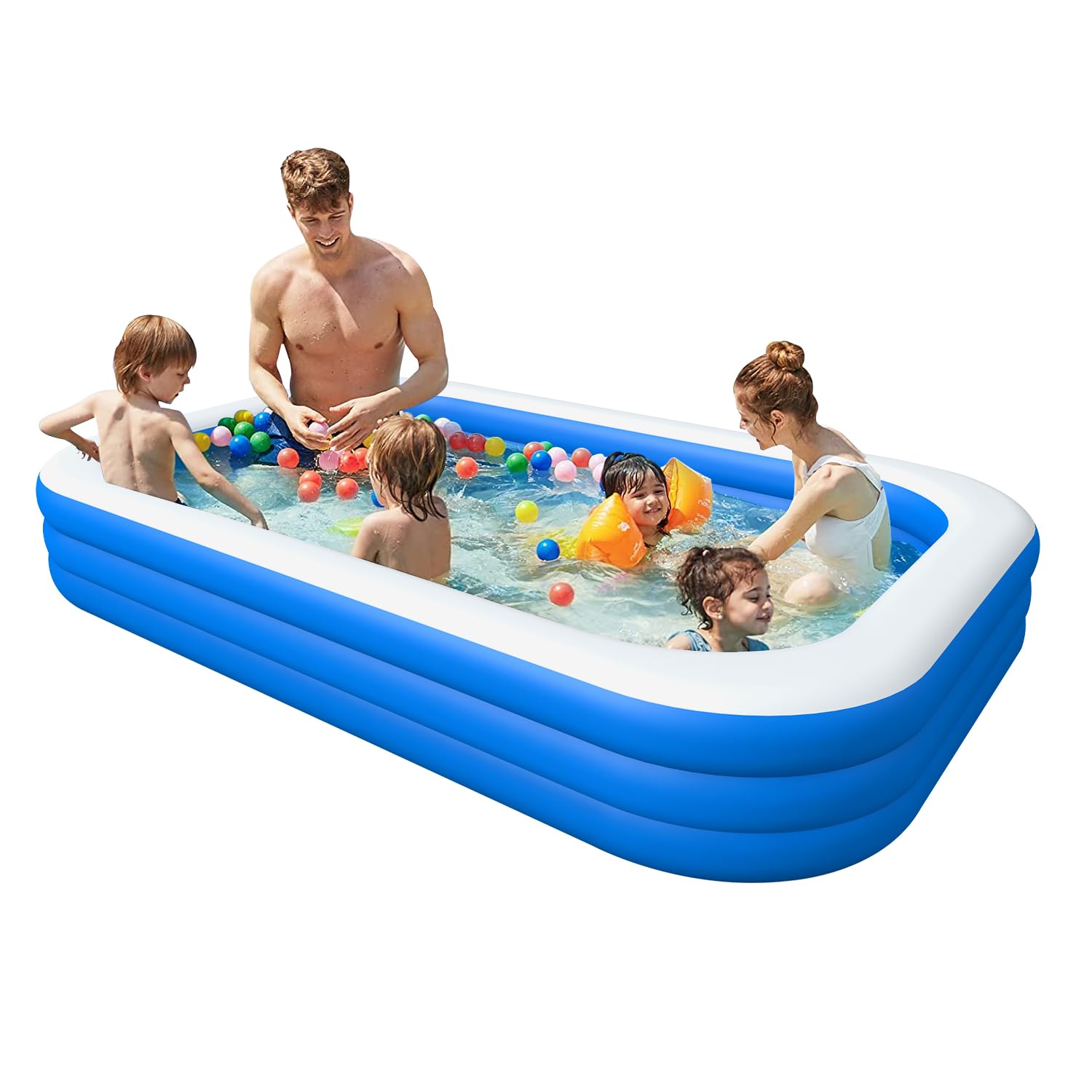 Inflatable Swimming Pool, Blow up Pool, above Ground Swimming Pool for Family, Pool for Kids, 120x 72 x 22 inch Full-Sized Inflatable Pool for Toddler for Outdoors, Backyard
