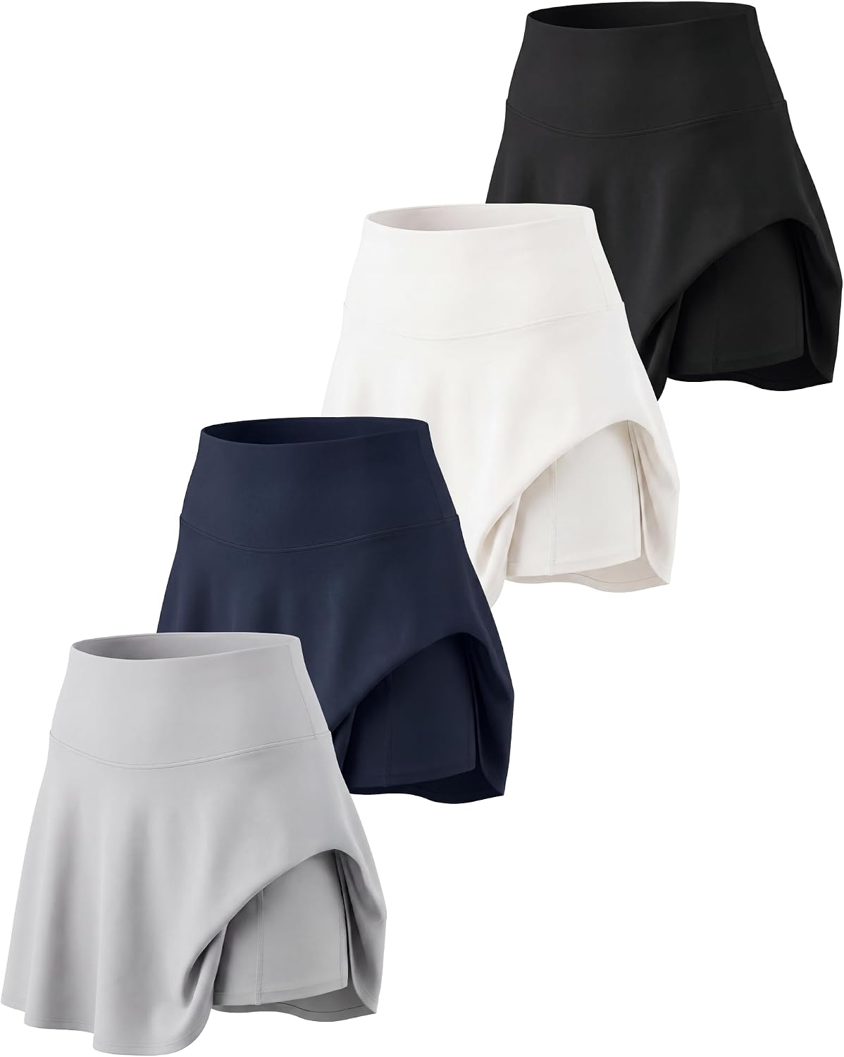 4 Pack Women's Skater Skort Pleated Cute Tennis Golf Athletic Skirt Pockets | Available In Plus Size, Built In Shorts Underneath, Summer Casual Workout Pickleball Sport, A Line Flared Stretchy Silky Soft