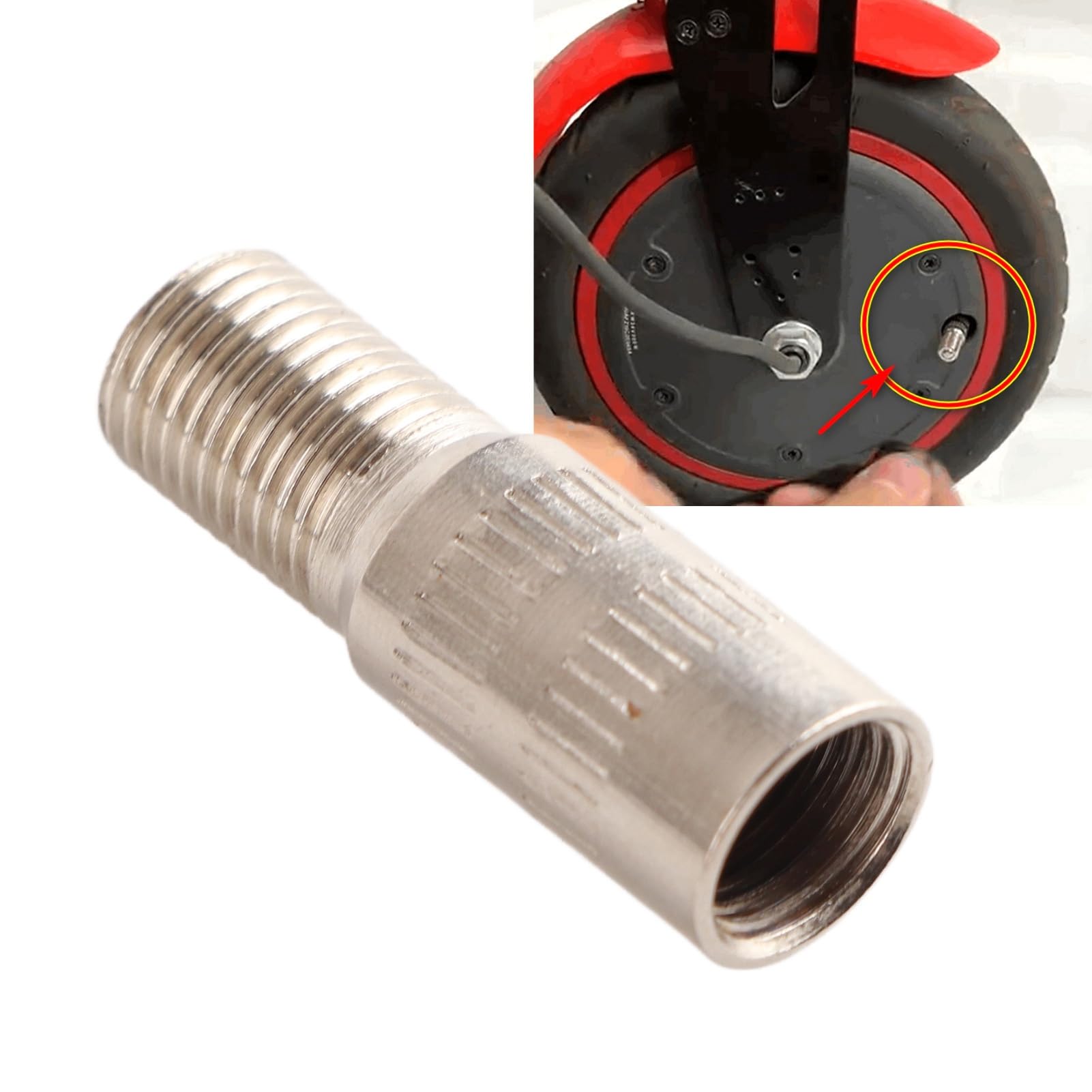 Scooter Accessories, Motor Extended Inflation Valve Sturdy Extend Inflatable Valve Suitable for M365/Pro Scooter Front Wheel Motor Inflatable Air Nozzle (25mm)