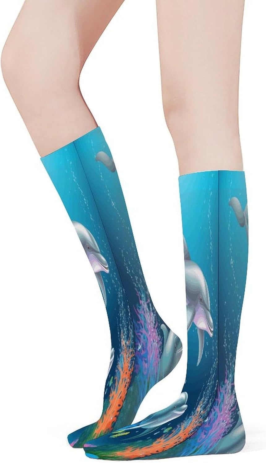 Dolphin And Fish Women High Waist Fishnet Stockings Stretch Mesh Pantyhose Sexy Trendy Legwear for Daily Wear