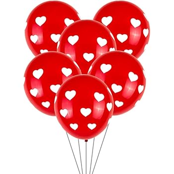 Lezed Amour Coeur Imprime Ballon Ballons En Latex En Imprimer De Coeur Coeurs Blanc Sur Fond Rouge Pour Joyeux Anniversaire Mariage Fiancailles Festival Fete Noel Decoration 100 Pieces Amazon Fr Jeux Et Jouets