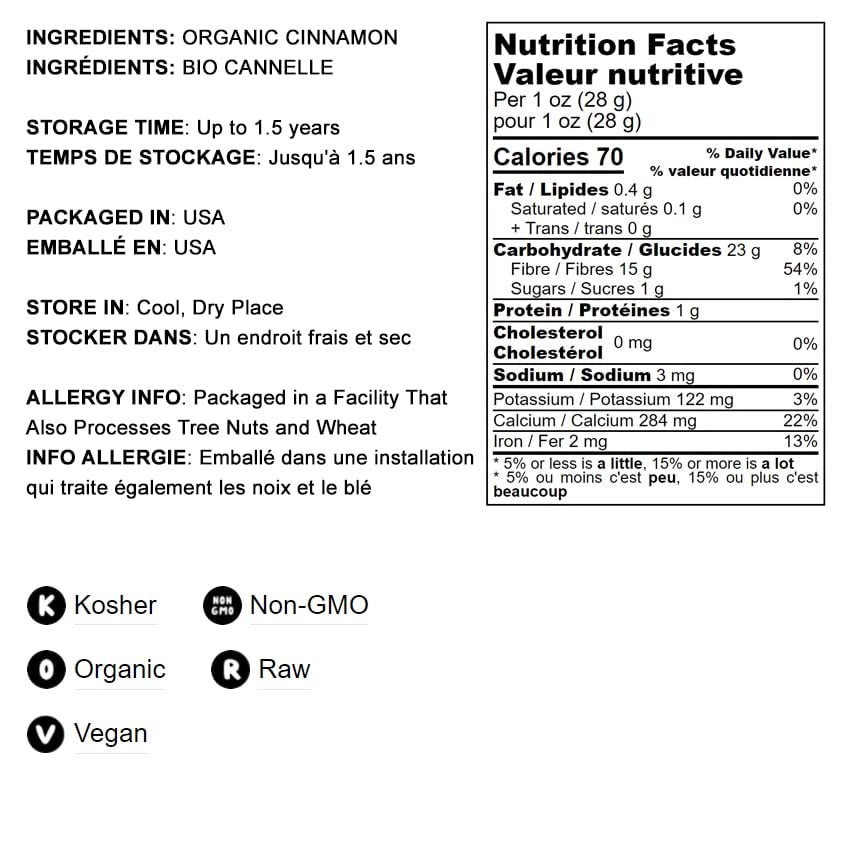 Miniatura 4 de Polvo de canela orgánica 15 libras  sin transgénicos especia cruda molida kosher superalimento vegano granel keto amistoso ideal para cocinar