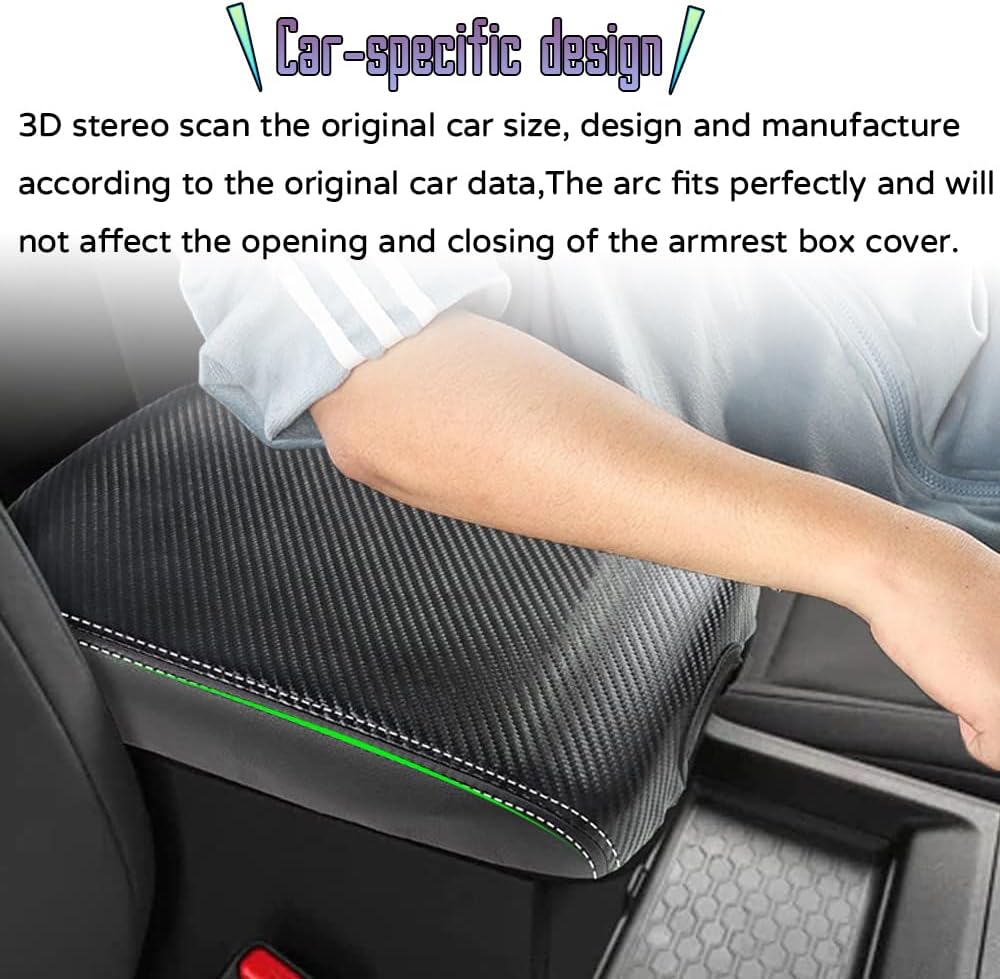 Custom Interior Accessories for Nissan Frontier 2022 2023 Leather Center Armrest Box Cover Armrest Cushion Central Armrest Protector Pad(Black with Black Stitching)