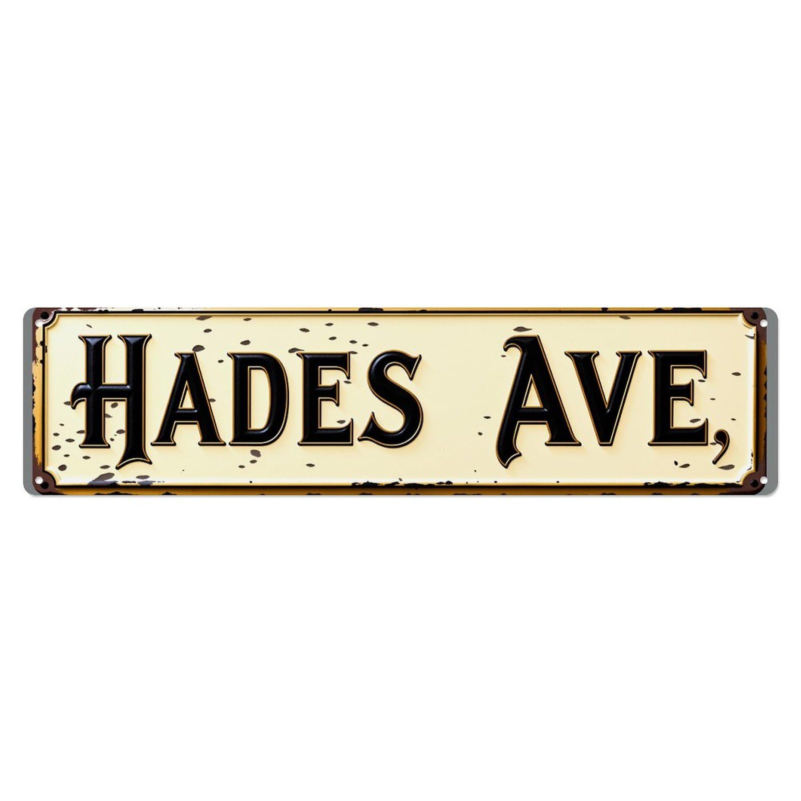 Hades Ave Street Sign Pattern Metal Tin Sign Plaque