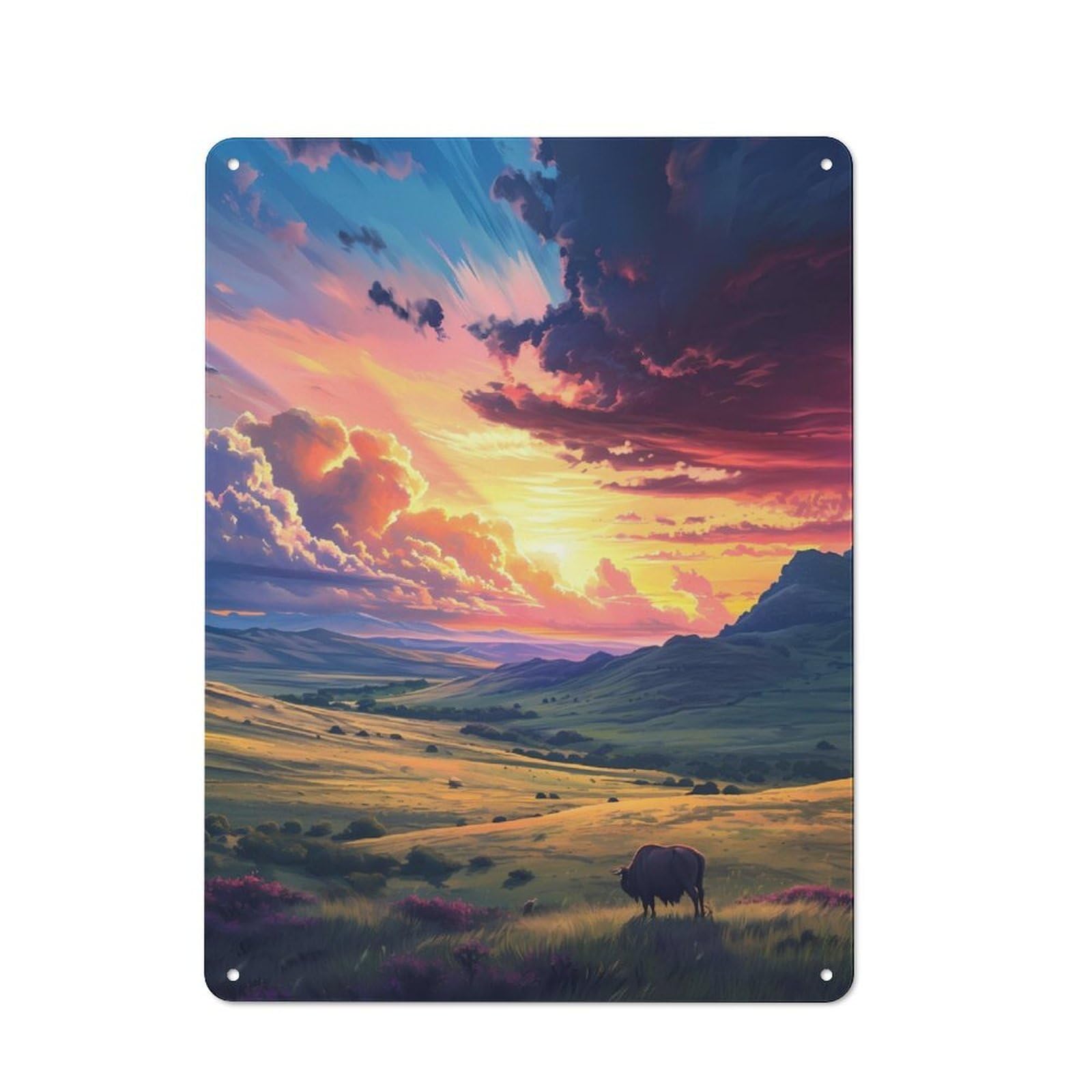 Junmoney Sunsets Over A Wide Area 40X30cm Vintage Metal Plaque With For Garage Or Workshop, A Christmas Gift For People Styling Garage And Workshop