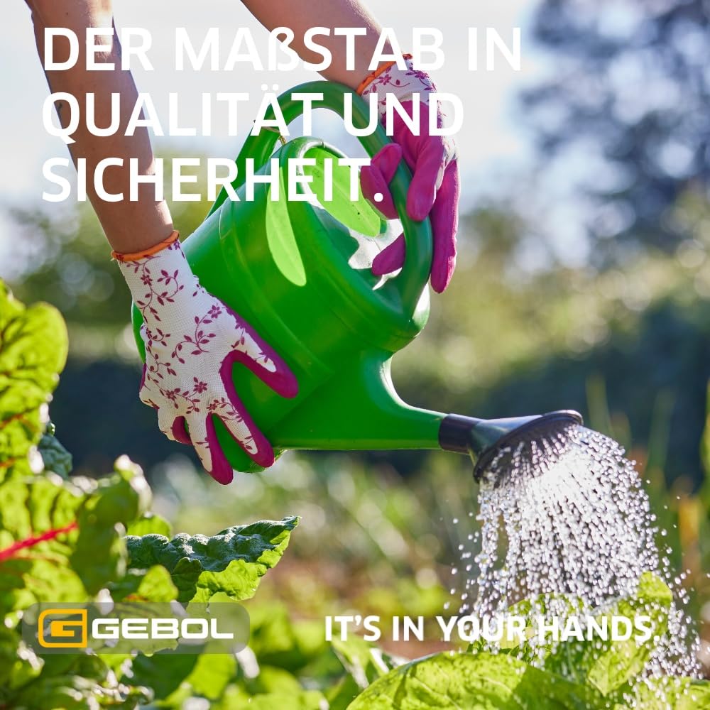 Gebol Flower Duo, 2 pary damskich rękawic ogrodniczych, rękawice robocze z powłoką lateksową i wzorem kwiatowym, oddychające, z uchwytem, do ogrodu i montażu - rozm. S (rozm. 7), czerwone/zielone