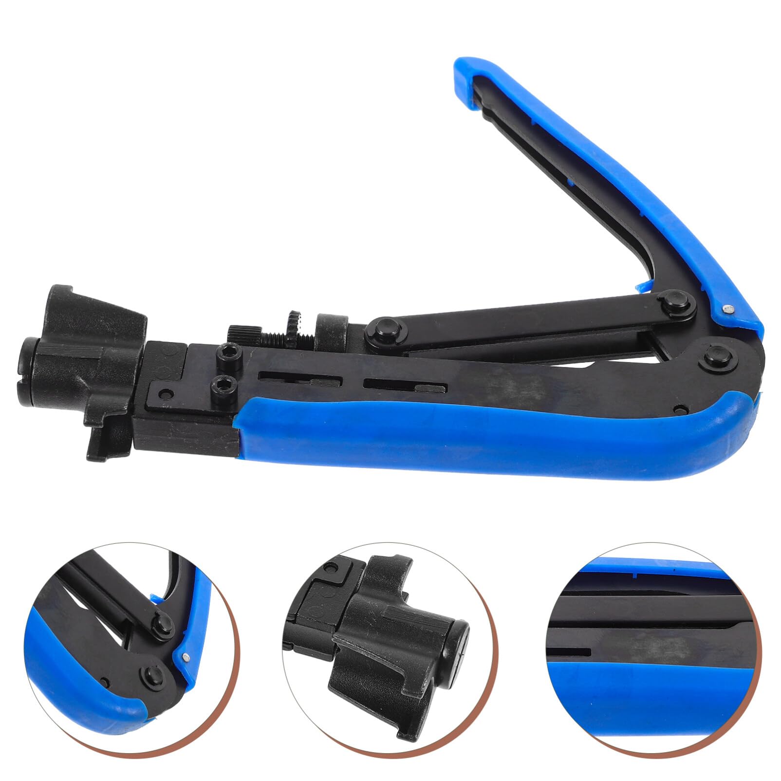Pinza Crimpatrice Coassiale Multiuso per Cavi, Blu | Acciaio Inossidabile e Plastico, per Ufficio e Casa, Crimpatura Precisa F e Terminazione Reti