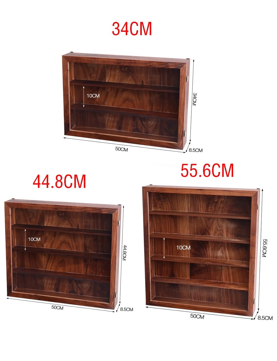 Vitrina Transparente para Figuras de acción, Galletas y Pasteles, con Puerta acrílica. Estantería de Madera para Figuras coleccionables, Ideal para Montaje en Pared. Caja de Almacenamiento Color marr