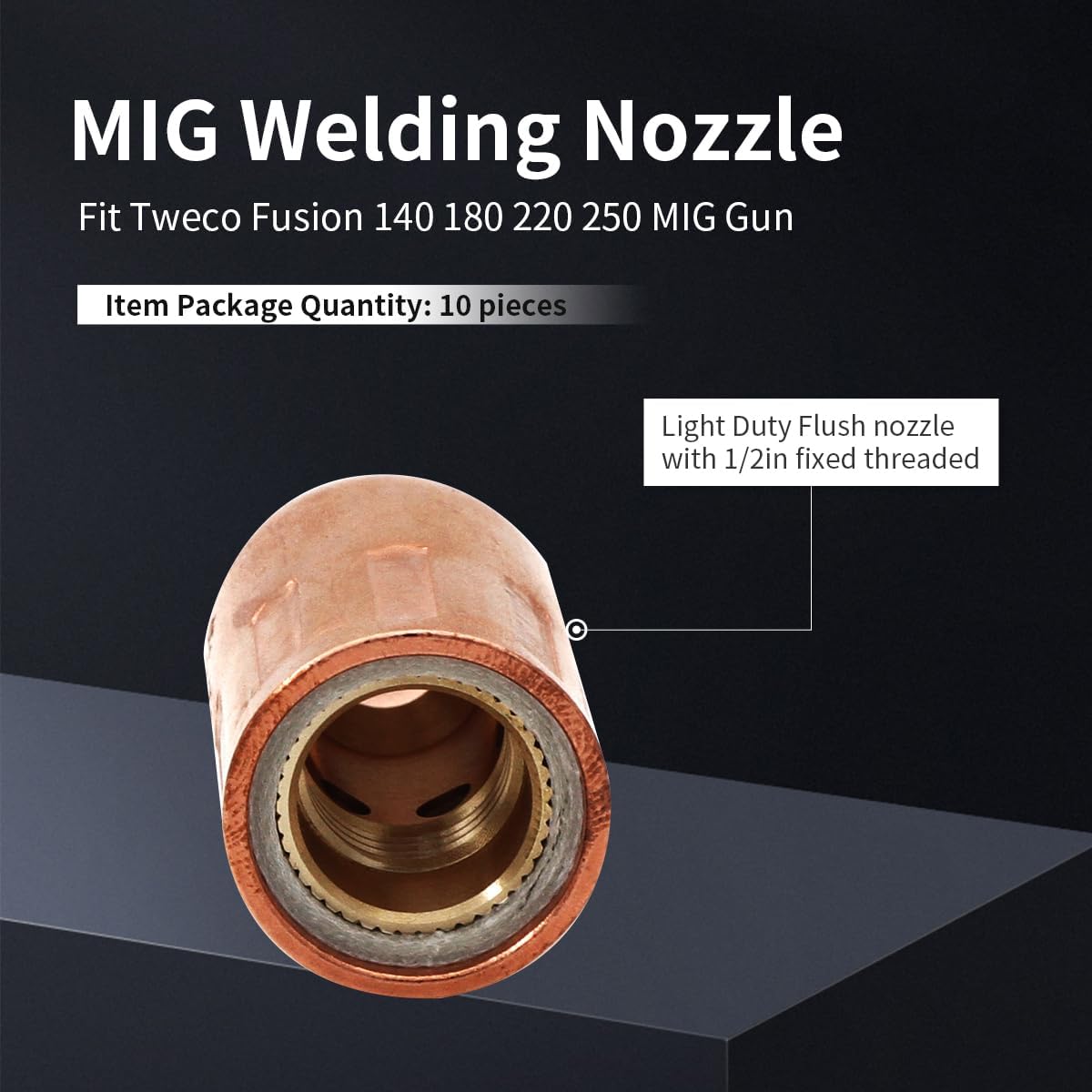 PLAXCON Flush Nozzle VNS50F Velocity Nozzles 1/2in Fixed Threaded fit Tweco Fusion 140 180 220 250 MIG Gun 5pcs