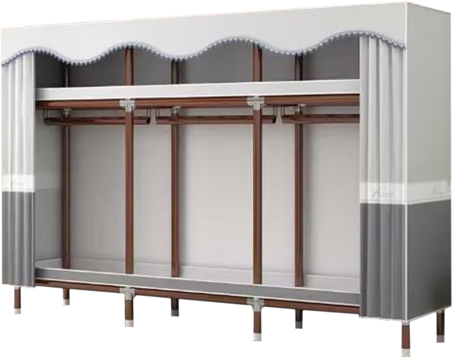 Portable Wardrobe Closet Steel Tube Frame Closet with Hanging Rod Clothes Closet Cloth Cover Wardrobe Simple Wardrobe Closet (B200cm/78.7in)