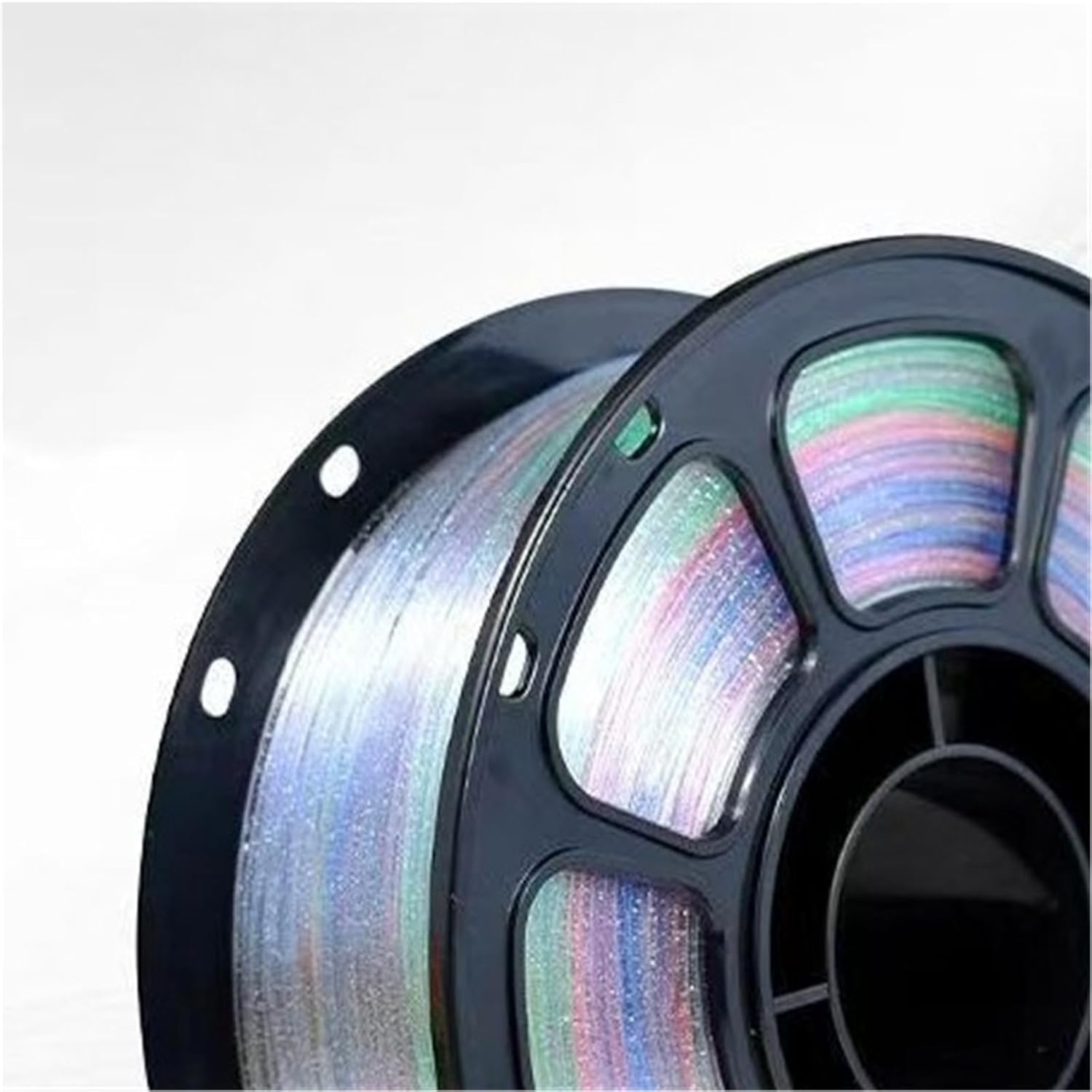 PLA Crystal Flash 3D Printer Filament 1.75mm, Point Rainbow & Crystal Sparkle Forest, 1Kg Spool